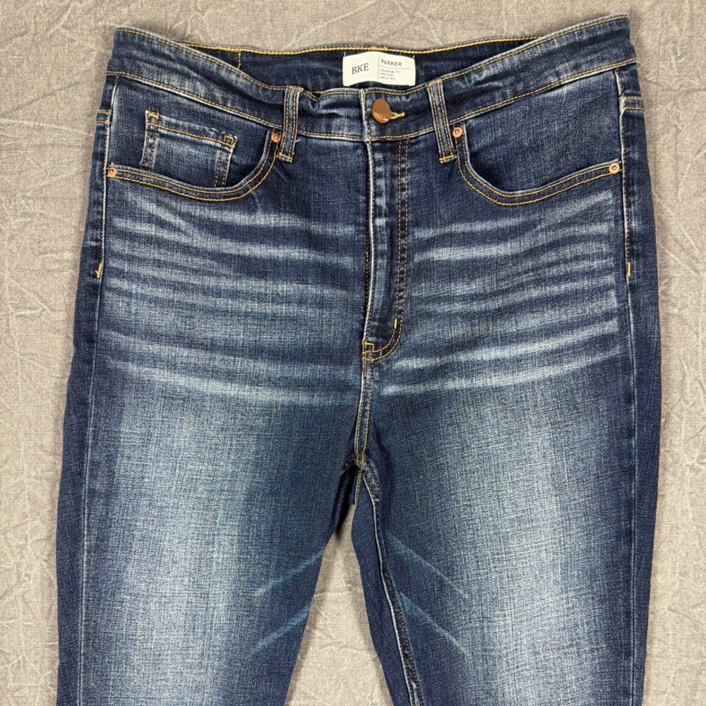 BKE Parker Universal Fit High Rise Ankle Tall Distressed Jeans Dark Wash 31 - Picture 3 of 10